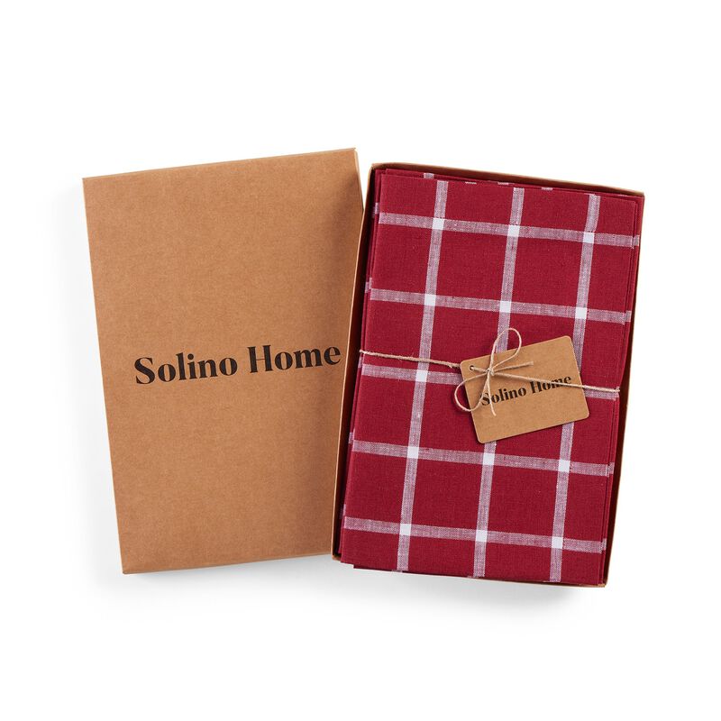 Solino Home 100% Pure Linen Dinner Napkins 20 x 20 Inch Set of 4 | Windowpane