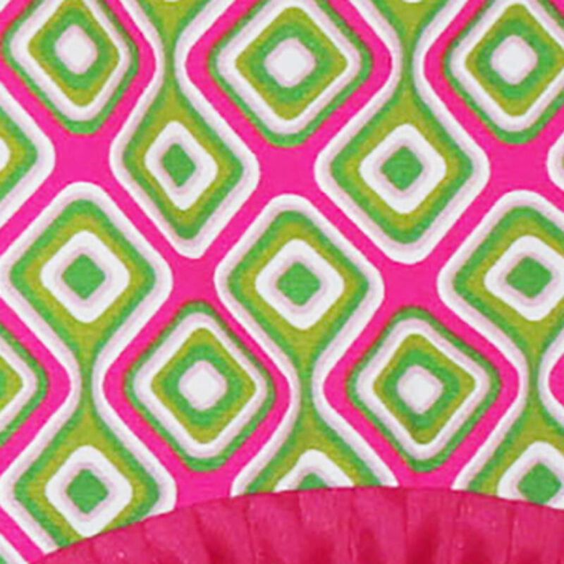 RLF Home Geo Electric Ruffled Cornice Futuristic Geometric Design Window Treatment Valance 3" Rod Pocket 50" X 17" Fuchsia/Kiwi green