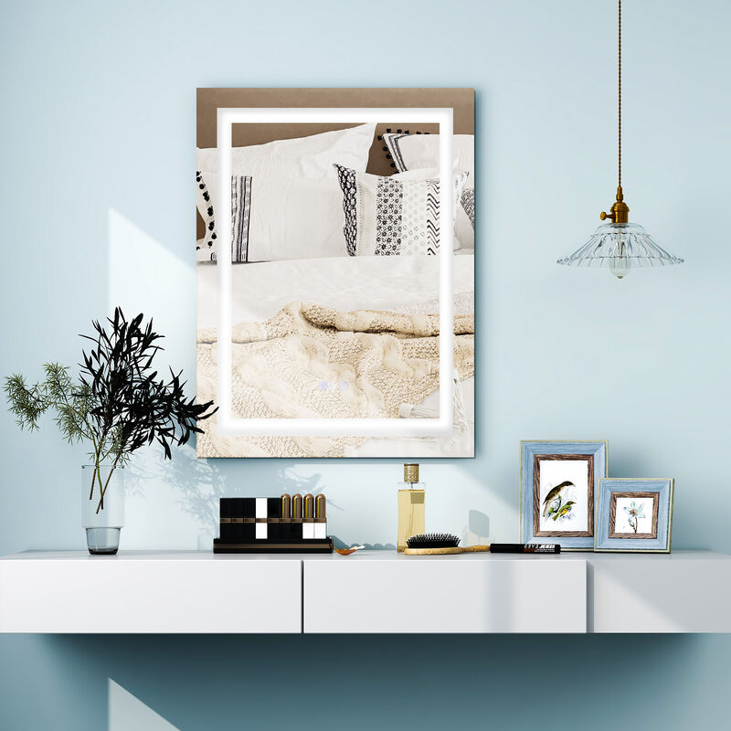 Bathroom Anti-Fog Wall Mirror with Colorful Light