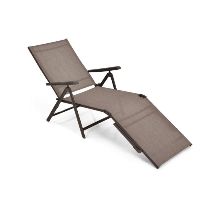 Hivvago Patio Foldable Chaise Lounge Chair with Backrest and Footrest