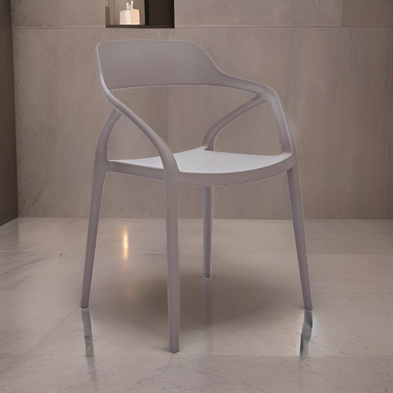 Geni 23 Inch Side Dining Chair Set of 4, Indoor Outdoor, Gray Finish - Benzara
