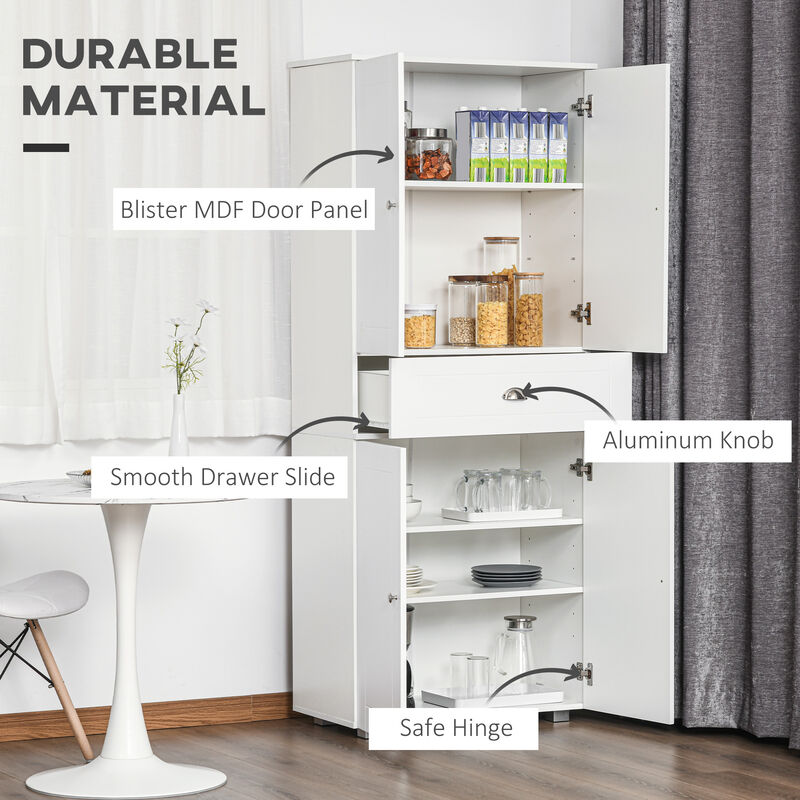 Modern Tall Cupboard Organizer with Adjustable Shelf Options and Elevated Base