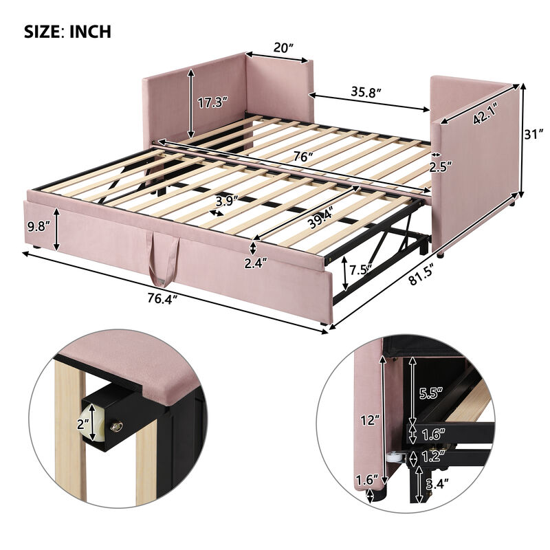 Merax Upholstered Daybed with Pop Up Trundle