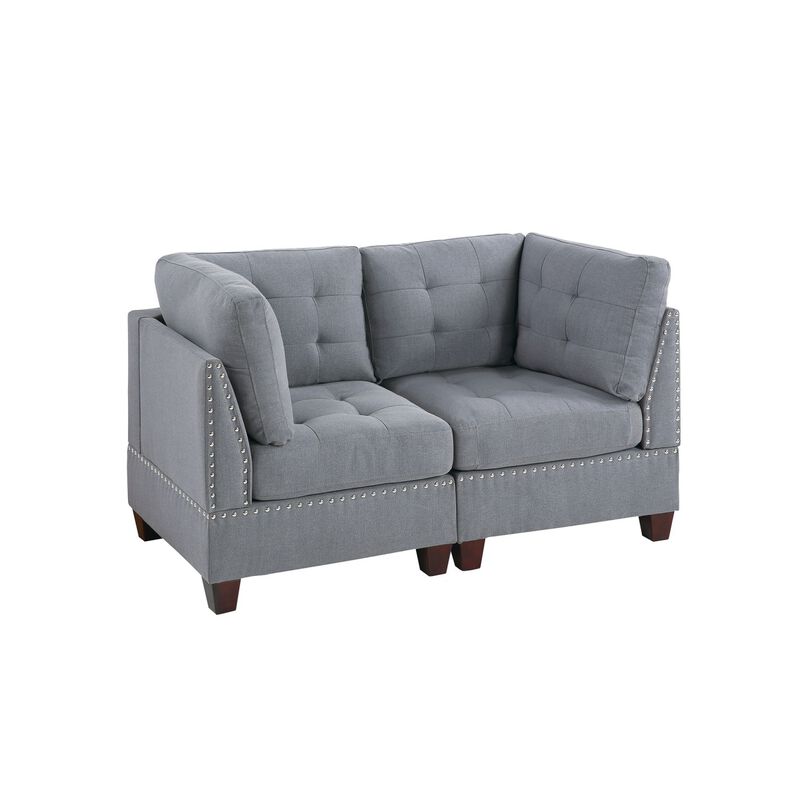 Linen Tufted Wedge Sofa with Nailheads