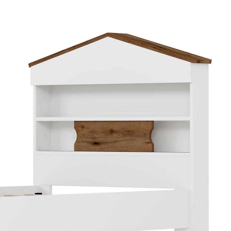 Merax House-Shaped Platform Bed with Storage Shelf
