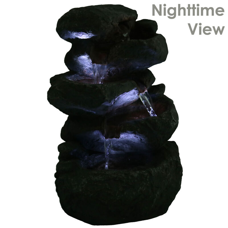 Sunnydaze Stacked Rocks Polyresin Indoor Water Fountain with LED - 10.5 in
