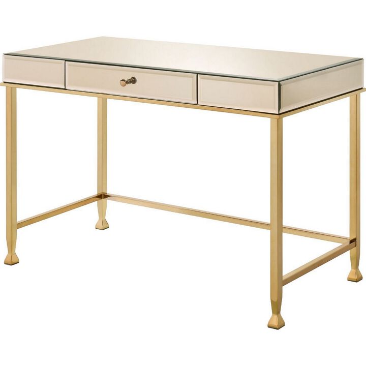 Rectangular Storage Writing Desk, Pink-Benzara