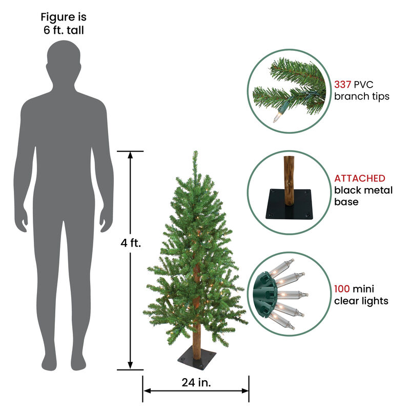 4' Pre-Lit Medium Alpine Artificial Christmas Tree - Clear Lights