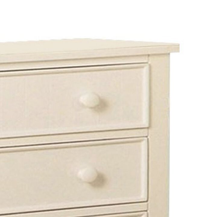 Sophisticated 5 Drawers Wooden Chest, White-Benzara