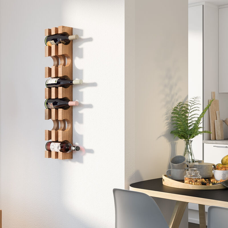 Unfinished Solid Oak Hardwood Wine Rack for 6 Bottles - Wall-Mounted Handmade Wine Bottle Holder