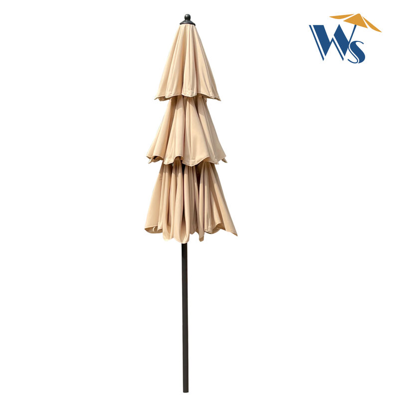 9FT 3-Tiers Outdoor Patio Umbrella With Crank And Tilt And Wind Vents For Garden Backyard