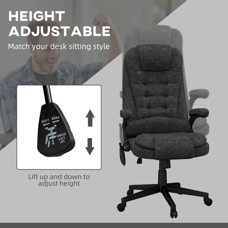 Heated Massage Office Chair: 6 Vibration Points, High Back, Gray