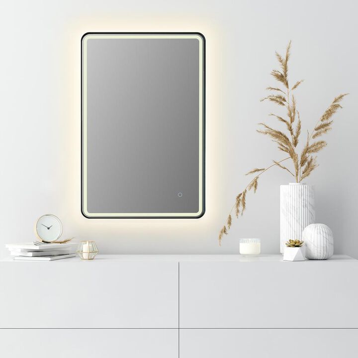 Altair Framed in Matt Black Modern Bathroom/Vanity LED Lighted Wall Mirror