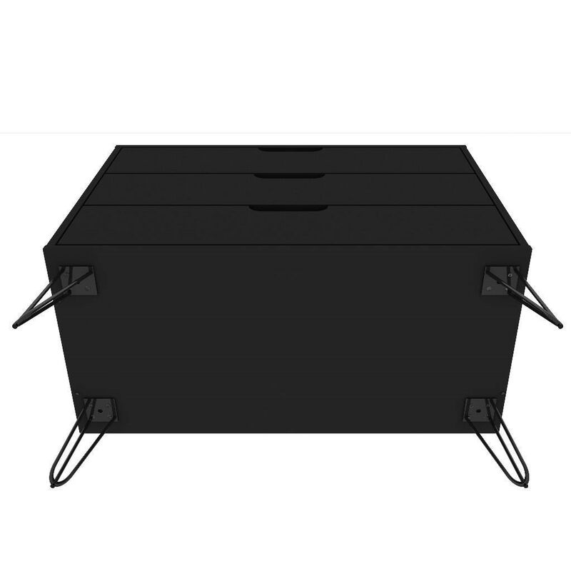 Hivvago Modern Scandinavian Style Bedroom 3 Drawer Dresser in Black Wood Finish