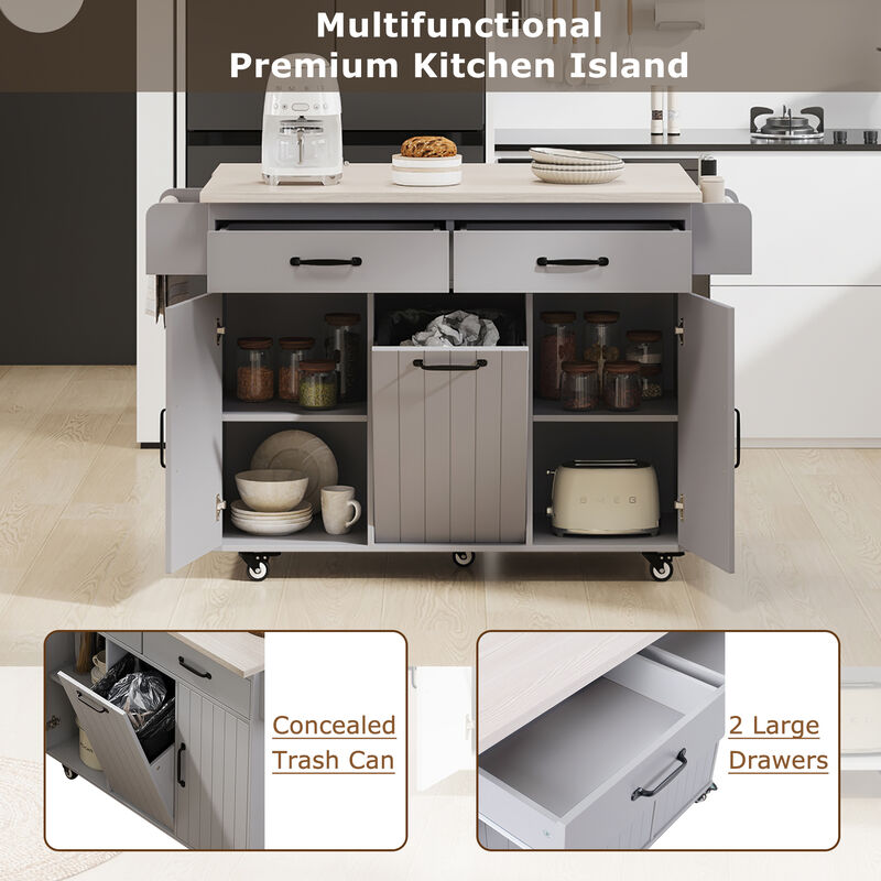 Merax Rolling Kitchen Island on Wheels with Adjustable Shelf