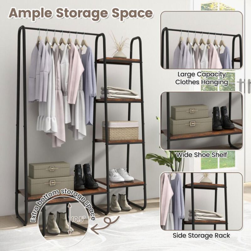 Hivvago Clothes Rack Free Standing Storage Tower with Hanging Bar