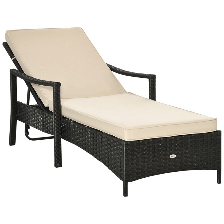 Versatile Sun Lounger: Adjustable PE Rattan Chair with Washable Cushion