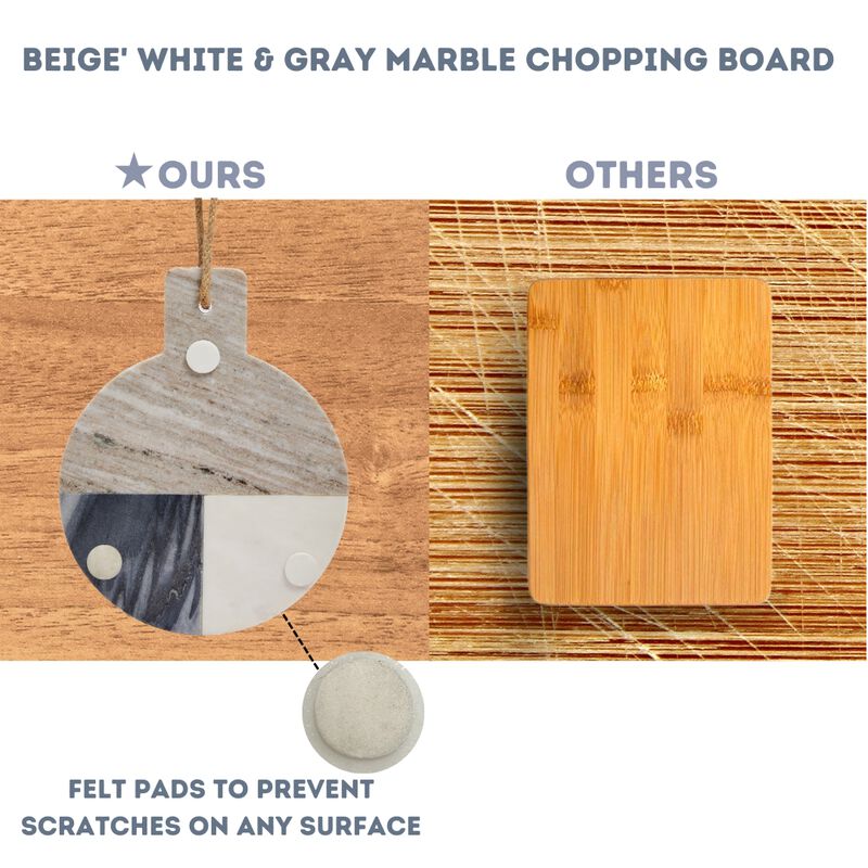 11.5 x 9 Natural 3 Tone Marble Charcuterie Board with Handle