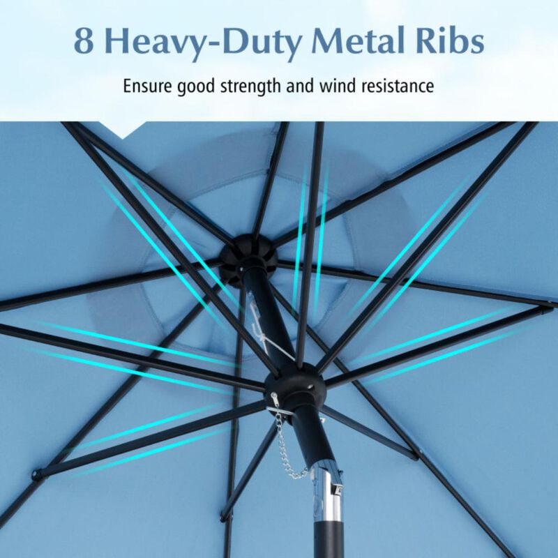 Hivvago 9 Feet Patio Umbrella with Crank Handle and Push Button Tilt