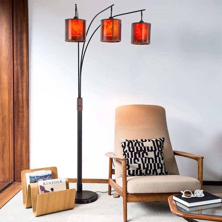 NOVA OF CALIFORNIA Layers Natural Mica 3 Light Arc Floor Lamp