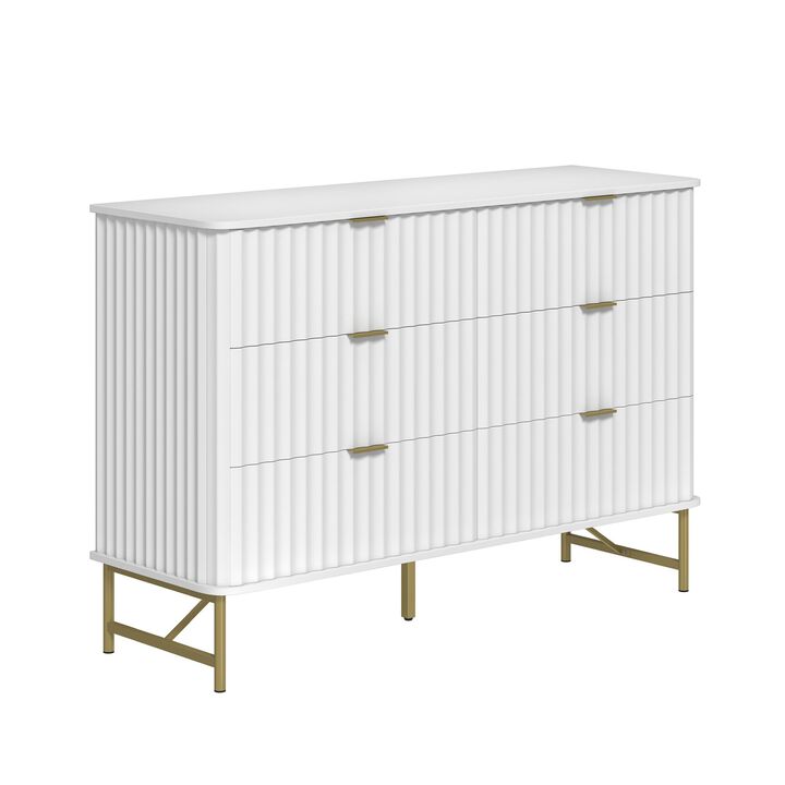 6-Drawer Dresser Chest with Metal Base