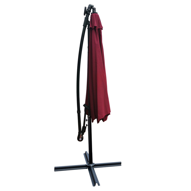 10ft LED Solar Patio Umbrella with Crank and Cross Base