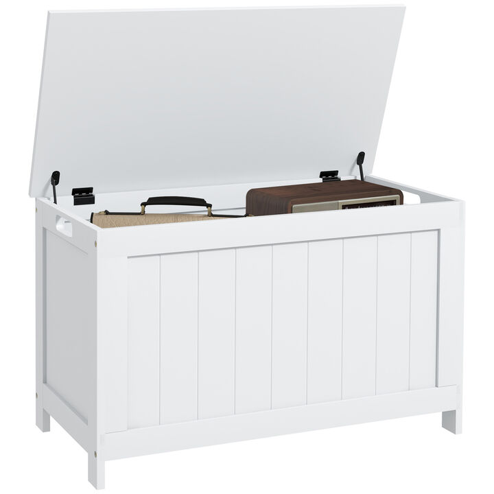HOMCOM Storage Chest with 2 Safety Hinges, Wooden Toy Box for Living Room