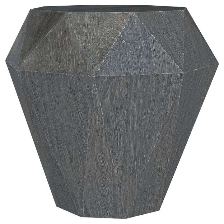 Cinti Accent Side Table, Gemstone Shape, Natural Gray Mango Wood - Benzara