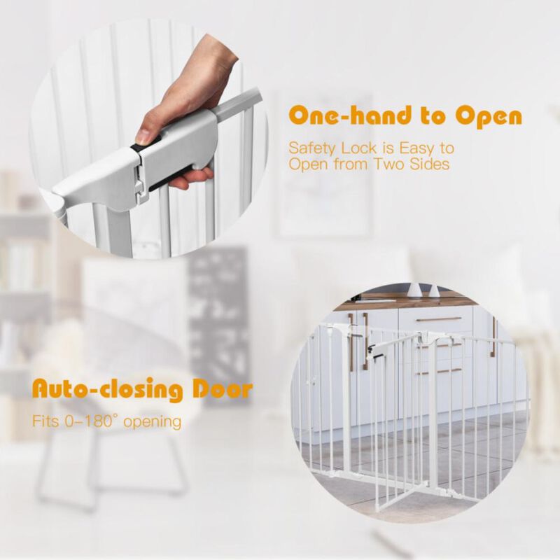 Hivvago 115 Inch Length 5 Panel Adjustable Wide Fireplace Fence
