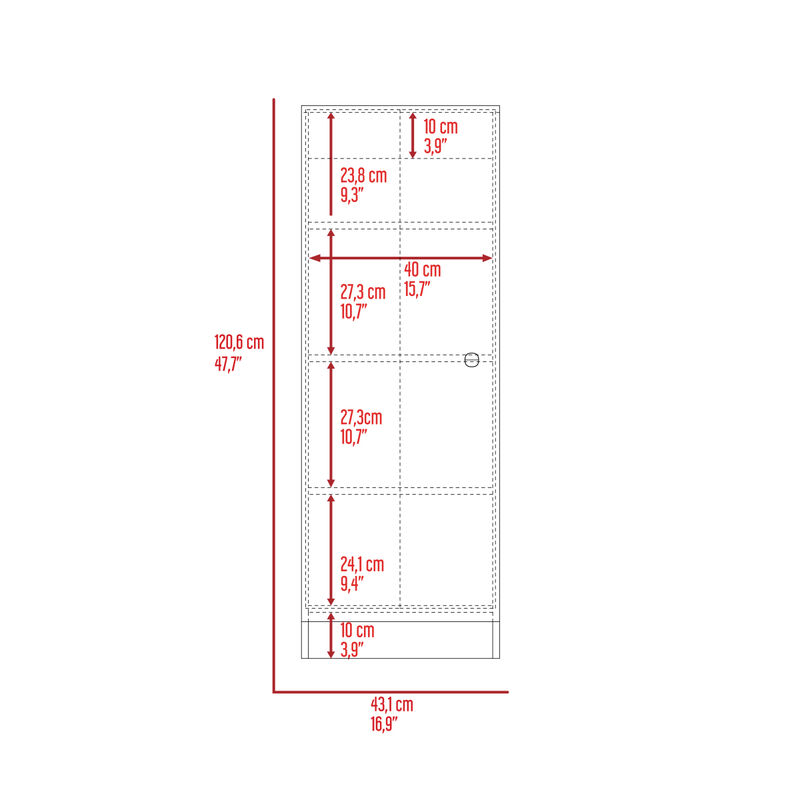 Belleria Single Door Pantry With Four Interior Shelves - White