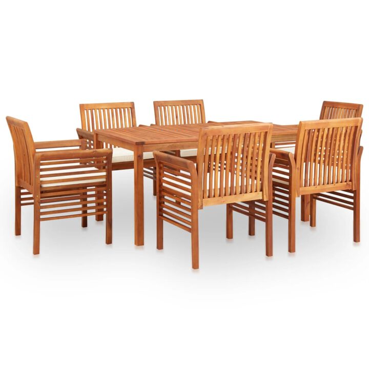 vidaXL 7 Piece Outdoor Dining Set with Cushions Solid Acacia Wood