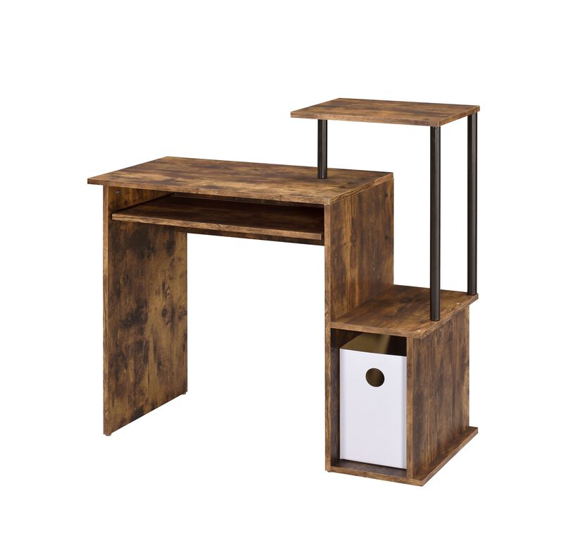 ACME Lyphre Computer Desk, Weathered Oak & Black Finish