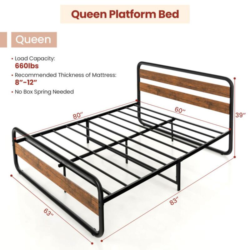 Hivvago Arc Platform Bed with Headboard and Footboard