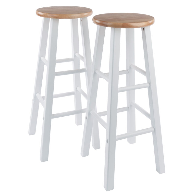 Winsome Element Bar Stools, 2-Pc Set, Natural & White