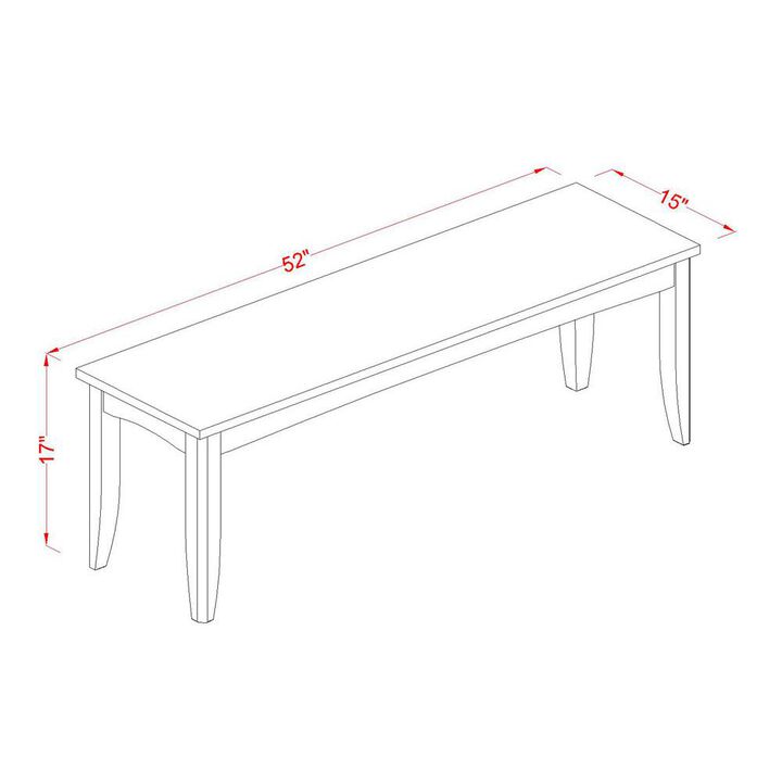 East West Furniture Parfait  Dining  Bench  with  Wood  Seat  in  Cappuccino  Finish.