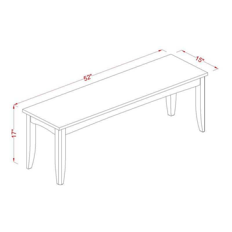 East West Furniture Parfait  Dining  Bench  with  Wood  Seat  in  Cappuccino  Finish.