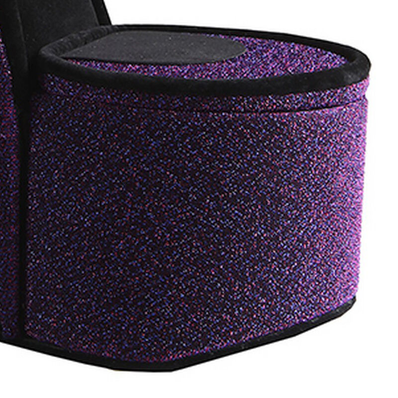 High Heel Shoe Jewelry Box with 3 Hooks and Storage, Purple - Benzara
