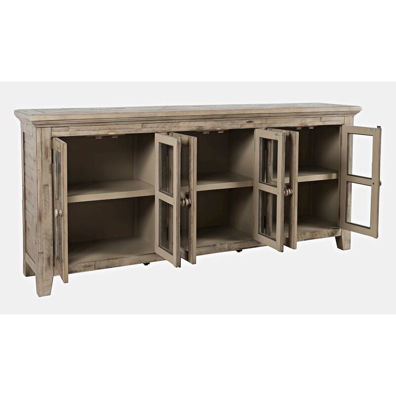 Jofran Rustic Shores 70 Coastal Distressed Acacia Six-Door Sideboard Cabinet