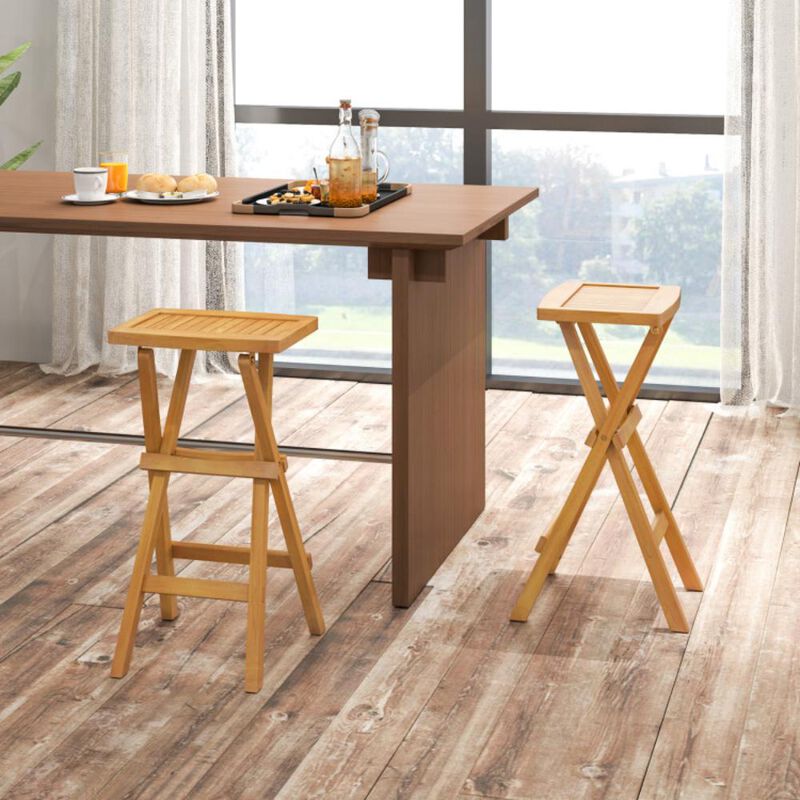 Hivvago Set of 2 No Assembly Outdoor Bar Stools with Countered Seat