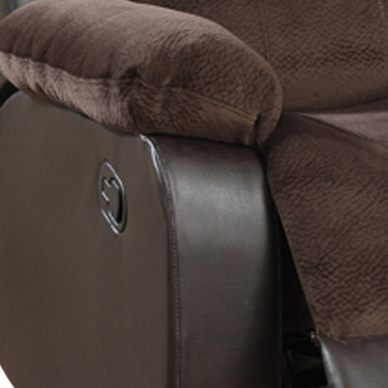 Polyurethane Rocker Recliner In Choco Suede Brown-Benzara