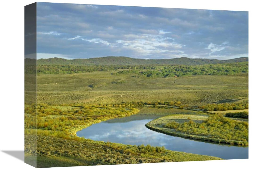 Cloudy skies over Green River, Bridger-Teton National Forest, Wyoming-Canvas Art-16x12