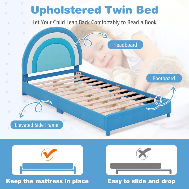 Height-Adjustable Headboard Bed Frame with Sturdy Wooden Slats, Modern Platform Design for Comfort and Support