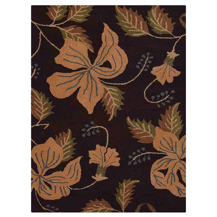 RUGSOTIC CARPETS HAND TUFTED WOOL ECO-FRIENDLY AREA RUGS  - 9'x12', Rectangle Shape, Brown, Floral Modern Design, High Pile Thick Handmade Anti Skid Area Rugs for Living Room, Bed Room (K00698)