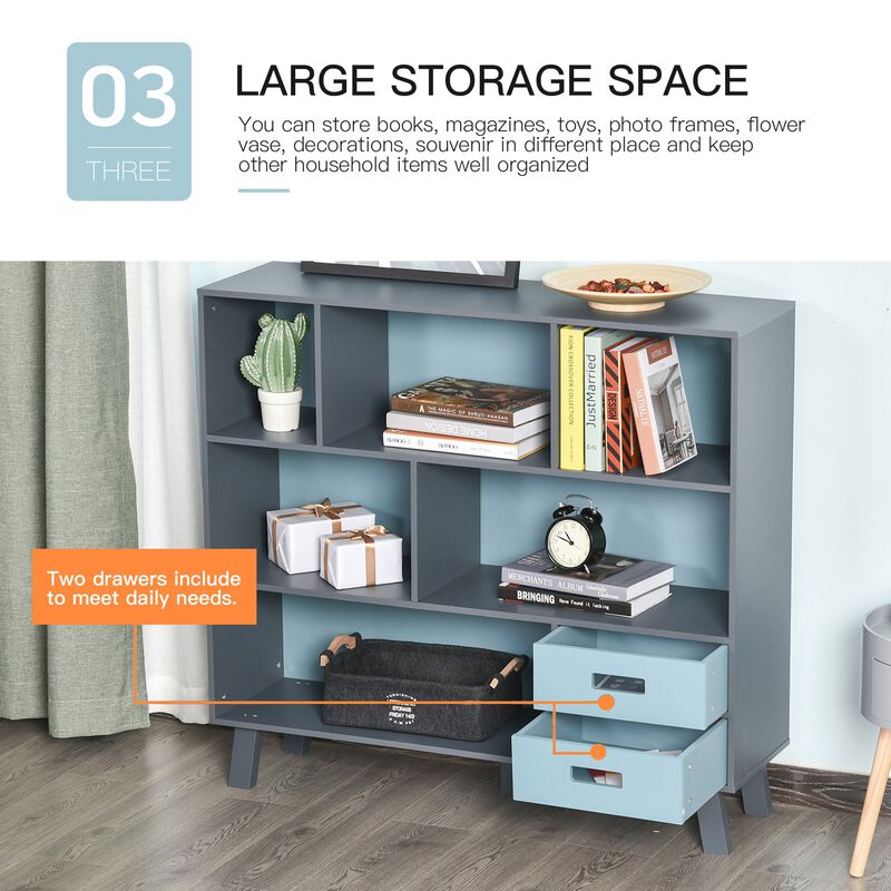 Brown Home Office Storage: 3-Tier Bookcase with Open Shelves