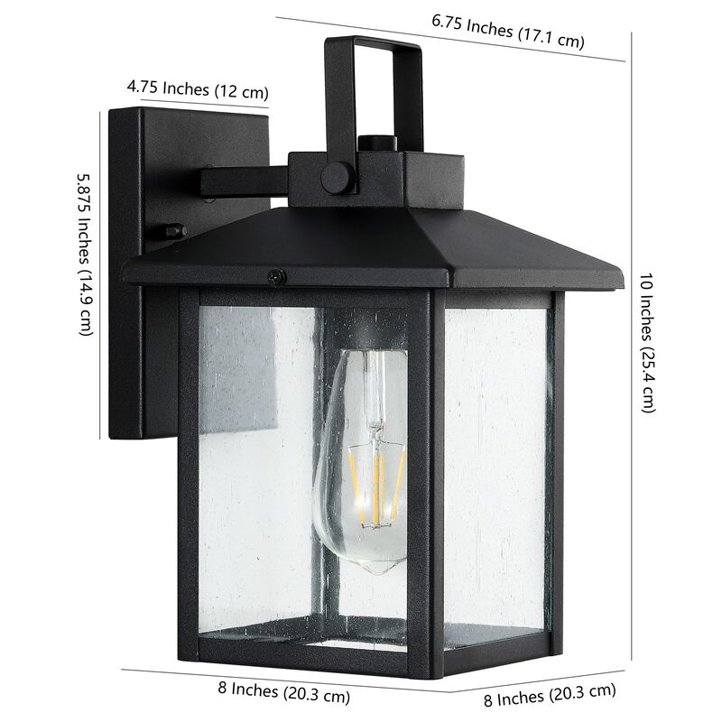 Bungalow 1-Light Iron/Seeded Glass Rustic Traditional Lantern LED Outdoor Sconce