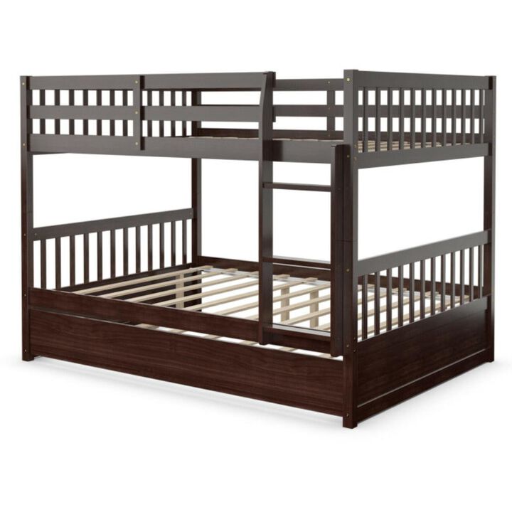 Hivvago Full over Full Bunk Bed Platform Wood Bed with Ladder