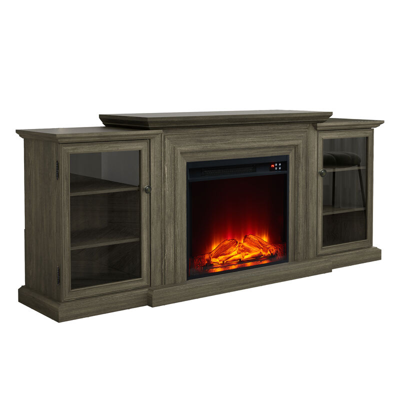 Farmhouse TV Stand with Fireplace - 70" Width -Fits up to 70" TV