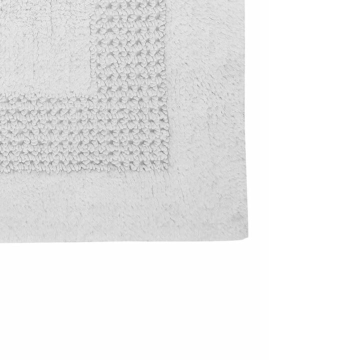 Classic Racetrack Cotton Bath Rug 20" x 30" White by Perthshire Platinum Collection
