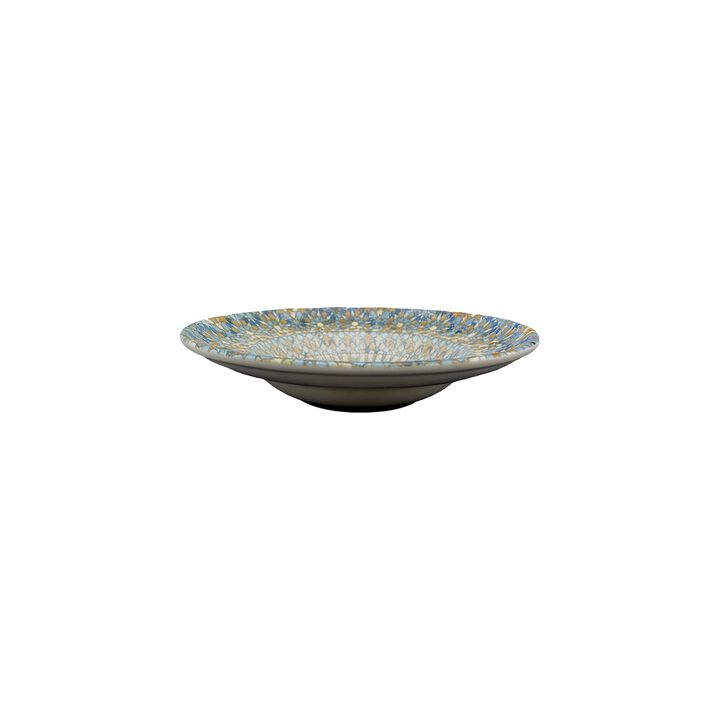 Luca Mosaic Matte dia.10.75" h:2.25" 16 oz. Round Decorated Porcelain Bowl (Set of 2)