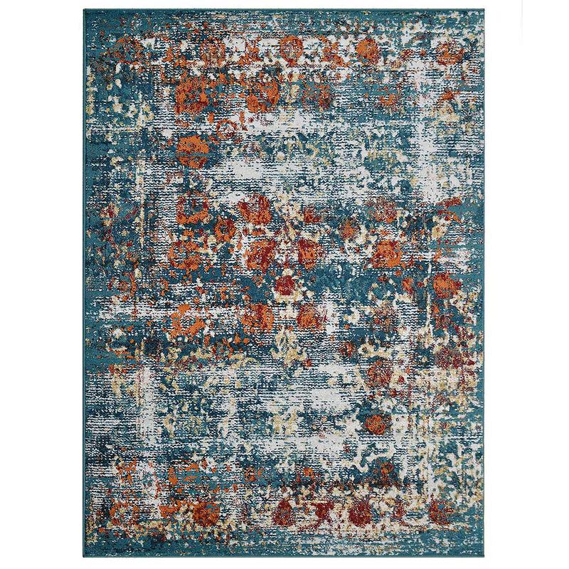 RUGSOTIC CARPETS MACHINE MADE HEATSET POLYPROPYLENE AREA RUGS  - 5'x8', Rectangle Shape, Blue Color, Classic Oriental Traditional  Design, Midium Pile Machine Made Area Rugs (M00038)